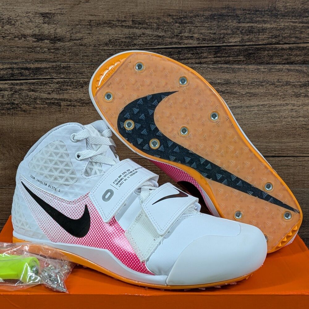 Nike Zoom Javelin Elite 3 Men's 8.5 White Pink Orange Throwing Shoes AJ8119-101